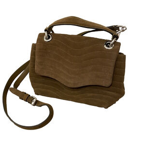 Rebecca Minkoff MAB Quilted Top Handle Satchel Crossbody Brown Suede Boho